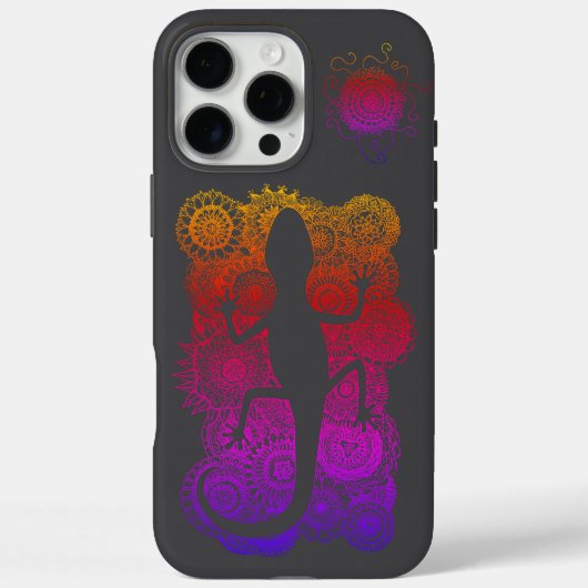 Gecko sitzt auf Mandala Blumen Case-Mate iPhoneケース (裏面)