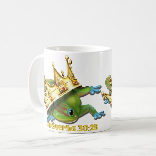 Gecko with crown—Proverbs  コーヒーマグカップ (正面左)