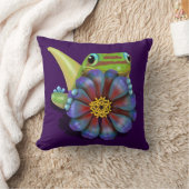 Gecko with Zinnia Flower クッション (ブランケット)