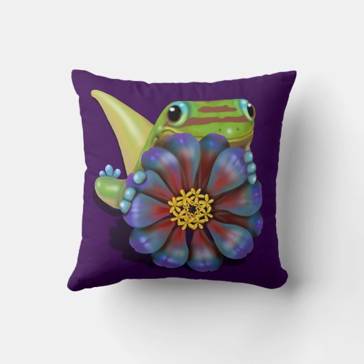 Gecko with Zinnia Flower クッション (裏面)