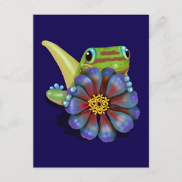 Gecko with Zinnia Flower ポストカード