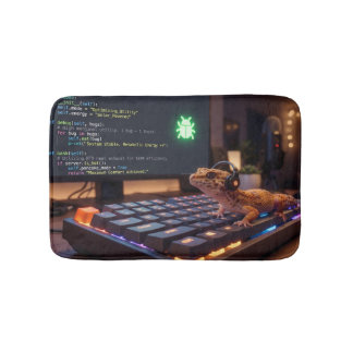 GeckoDev // サイバーパンク プログラマー ヒョウモントカゲモドキ コウモリ バスマット
