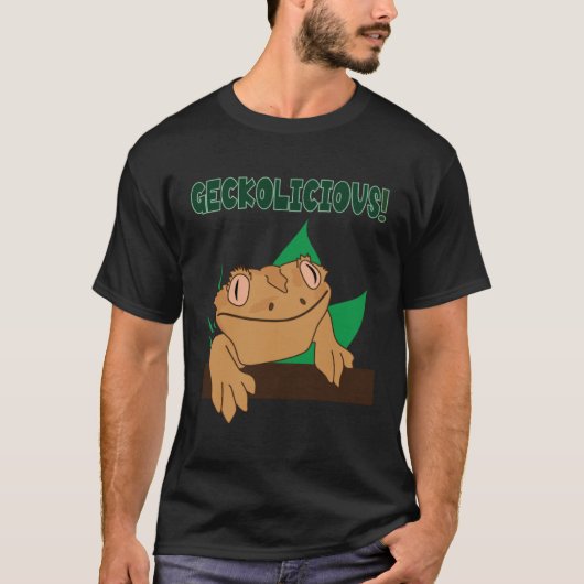 Geckolicious  Saying Cute Lizard Crested Gecko Tシャツ (正面)