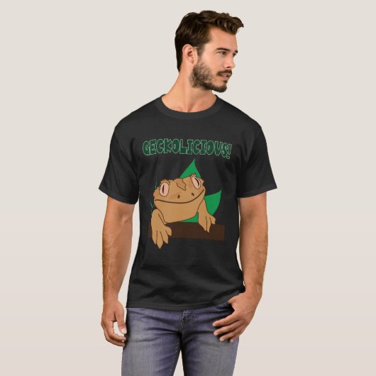 Geckolicious  Saying Cute Lizard Crested Gecko Tシャツ (正面フル)