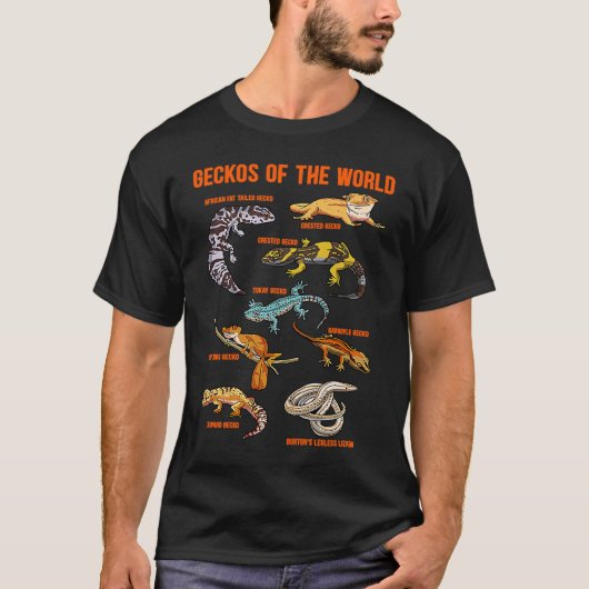 Geckos Animals of the World Crested Leopard Gecko  Tシャツ (正面)