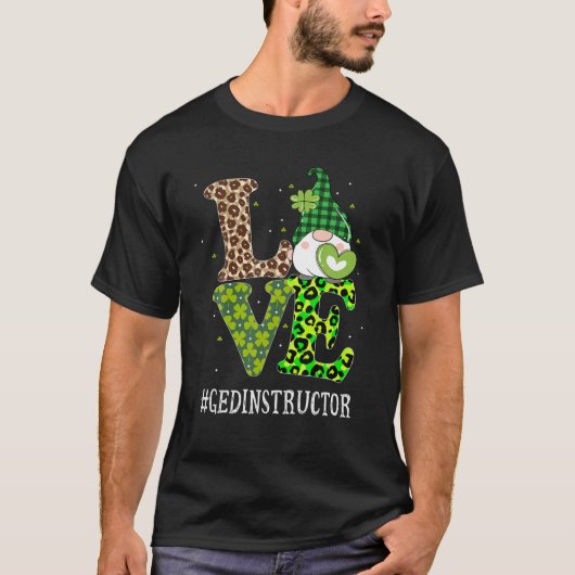 GEDインストラクターラブSt patricks day格言ヒョウ Tシャツ (正面)