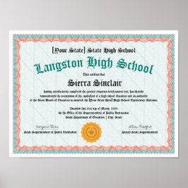 GED一般高校同等卒業証書コピー ポスター