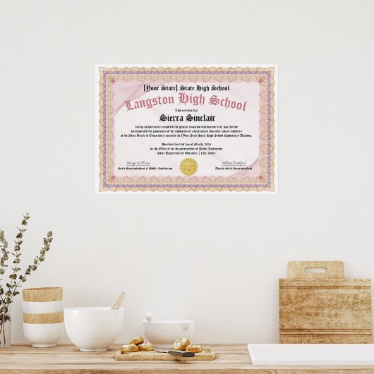 GED General High School Equivalency Diploma Copy ポスター (キッチン)