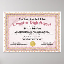 GED General High School Equivalency Diploma Copy ポスター