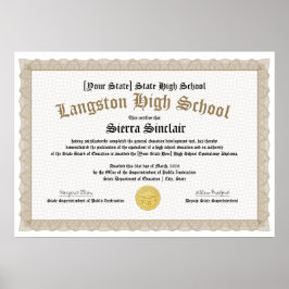 GED General High School Equivalency Diploma Copy ポスター