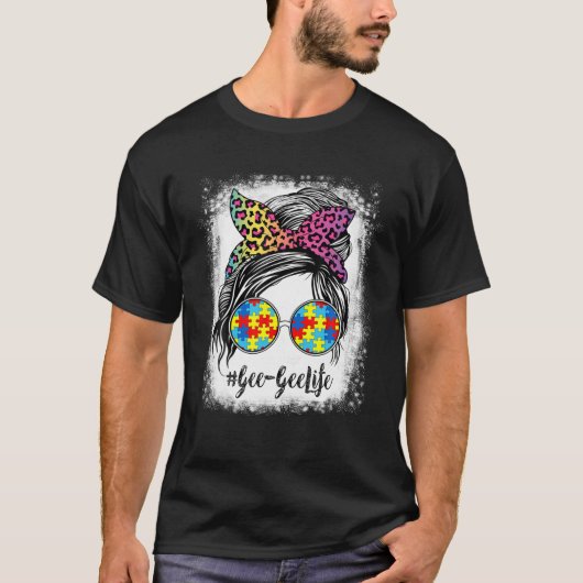 Gee-Gee Life Bleashed Gee-Gee Life Rainbow Leopard Tシャツ (正面)