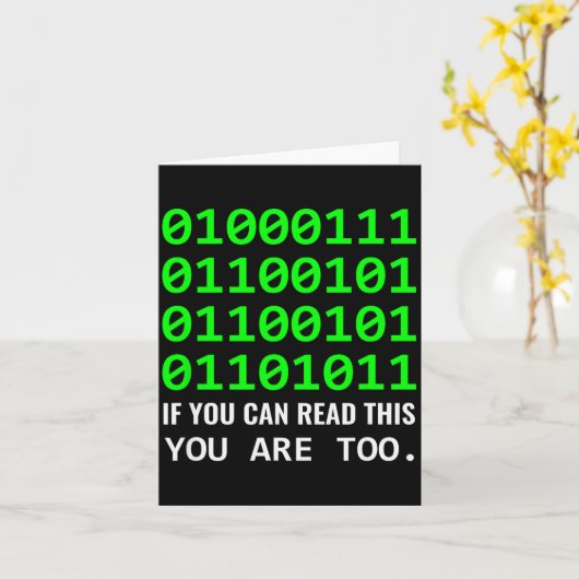 Geek Computer Binary Code Software Developer カード (黄色い花)