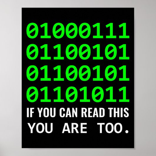 Geek Computer Binary Code Software Developer ポスター (正面)