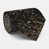 Geeky Black and Gold Circuit Computer Board ネクタイ (ロール)