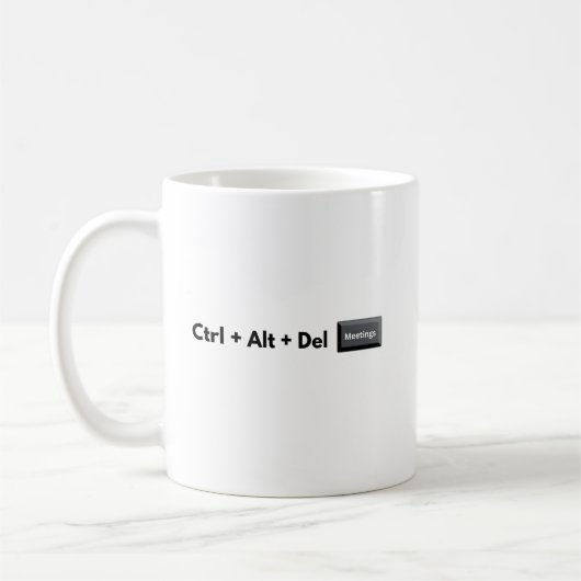 Geeky Control Alt Del Meetings コーヒーマグカップ (左)
