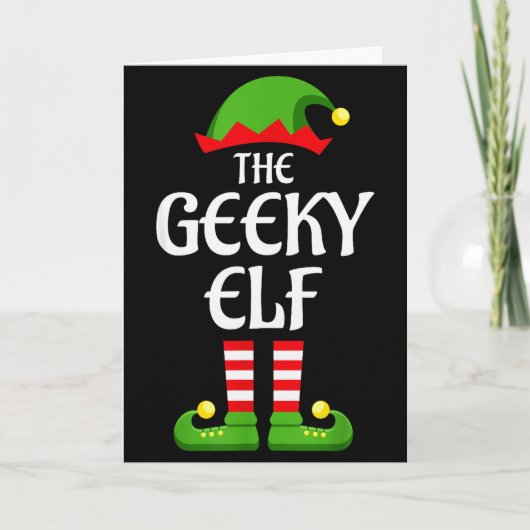 Geeky Elf Family Matching Group Christmas Geek カード (正面)