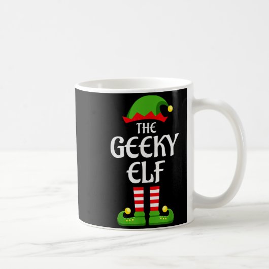 Geeky Elf Family Matching Group Christmas Geek コーヒーマグカップ (右)