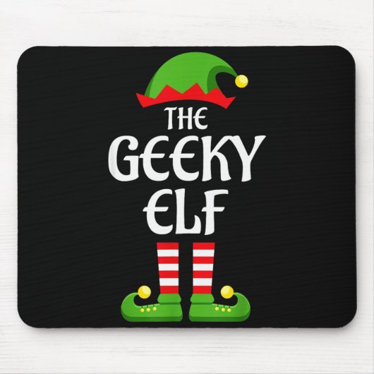Geeky Elf Family Matching Group Christmas Geek マウスパッド (正面)