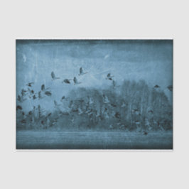 Geeseヴィンテージアンティークティール（緑がかった色）ブルーテクスチャデコページ 薄葉紙