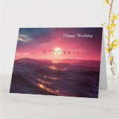 Geese at Sunset カード (黄色い花)