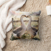 Geese in Love Throw Pillow クッション (ブランケット)
