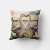 Geese in Love Throw Pillow クッション (裏面)