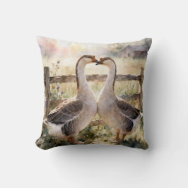 Geese in Love Throw Pillow クッション
