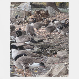 Geese in the Park Fleece Blanket フリースブランケット