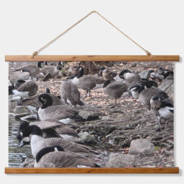 Geese in the Park Wood Topped Wall Tapestry 吊り下げ型タペストリー