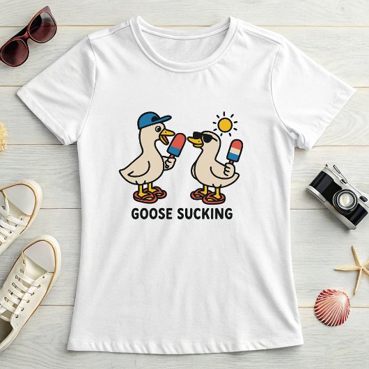 Geese Licking Ice Cream; Cute and Silly Goose Tシャツ
