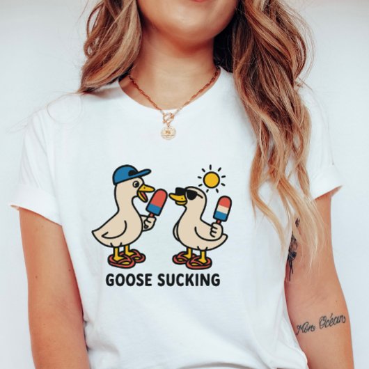 Geese Licking Ice Cream; Cute and Silly Goose Tシャツ