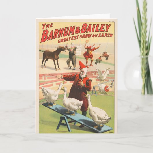 Geese、Roosters、Donkeyを実行するピエロ。 カード (正面)