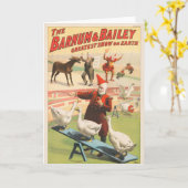 Geese、Roosters、Donkeyを実行するピエロ。 カード (黄色い花)