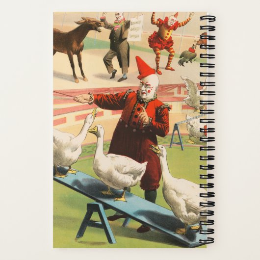 Geese、Roosters、Donkeyを実行するピエロ。 ノートブック (裏面)