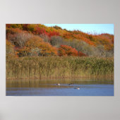 Geese with Autumn Trees Poster ポスター (正面)