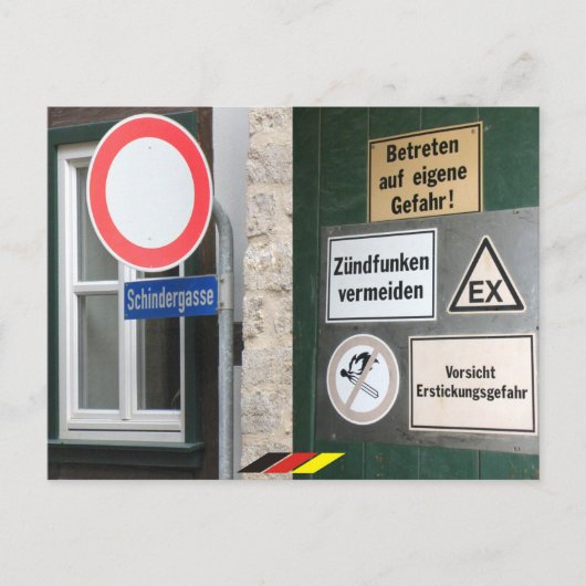 gefährliches Deutschland bunte Verbote Schild ポストカード (正面)