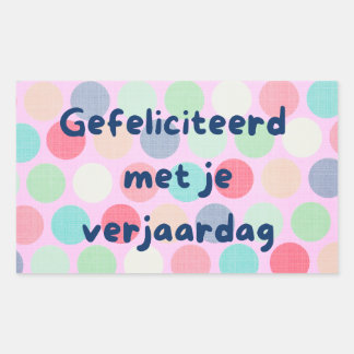 Gefeliciterd met je verjaardag,オランダ誕生日 長方形シール