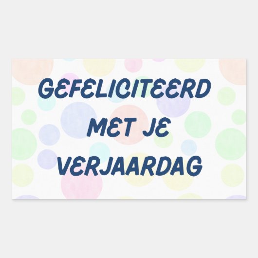 Gefeliciterd met je verjaardag,オランダ誕生日 長方形シール (正面)