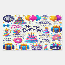 Geftステッカー幸せな誕生日 長方形シール