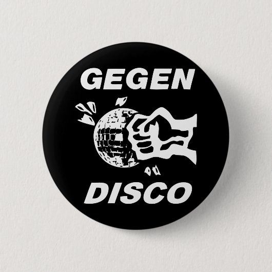 Gegen Disco (weiss auf schwarz) 缶バッジ (正面)