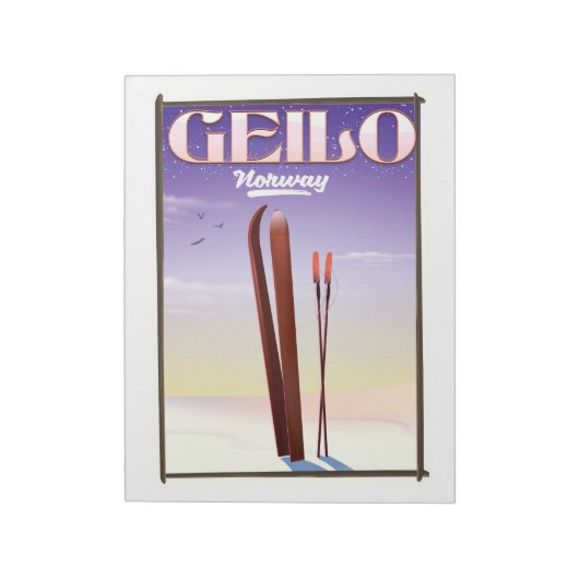 Geilo，ノルウェーのスキー旅行ポスター ノートパッド (回転)