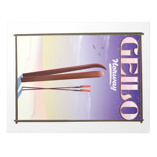 Geilo，ノルウェーのスキー旅行ポスター ノートパッド (正面)