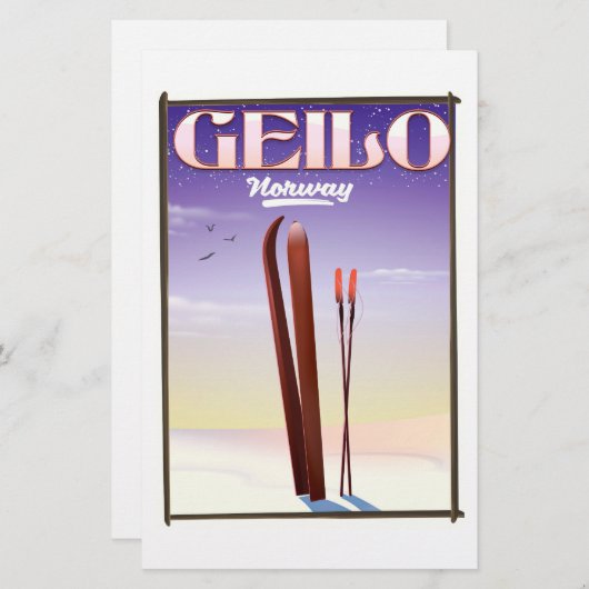 Geilo，ノルウェーのスキー旅行ポスター 便箋 (正面/裏面)