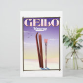 Geilo，ノルウェーのスキー旅行ポスター 便箋 (スタンド正面)
