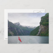 Geiranger fjordノルウェー国旗はがき ポストカード (正面/裏面)