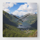 Geiranger Fjord景観(ノルウェー) スクエア壁時計 (正面)