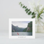 Geiranger fjord (ノルウェー国旗の白いはがき) ポストカード (スタンド正面)