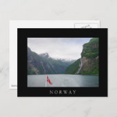 Geiranger fjord (ノルウェー国旗の黒いはがき) ポストカード (正面/裏面)