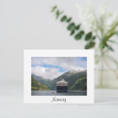 Geirangerfjordのクルーズ船ホワイト文字はがき ポストカード (スタンド正面)