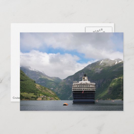 Geirangerfjordはがきでのクルーズ船 ポストカード (正面/裏面)